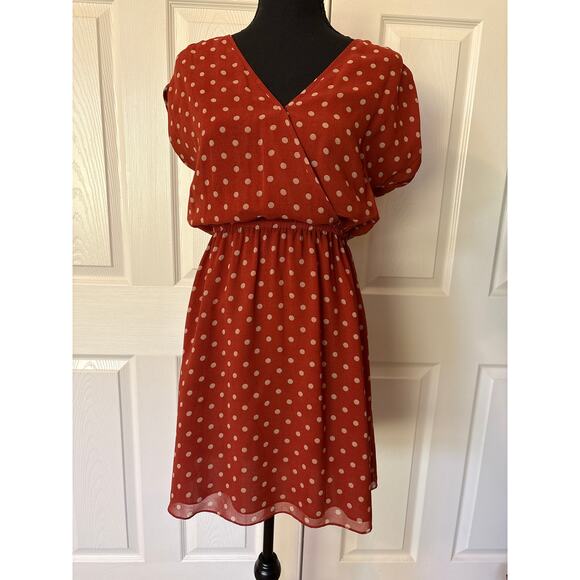 THML Women’s Small Polka Dot Burnt Orange Dress - Picture 2 of 12